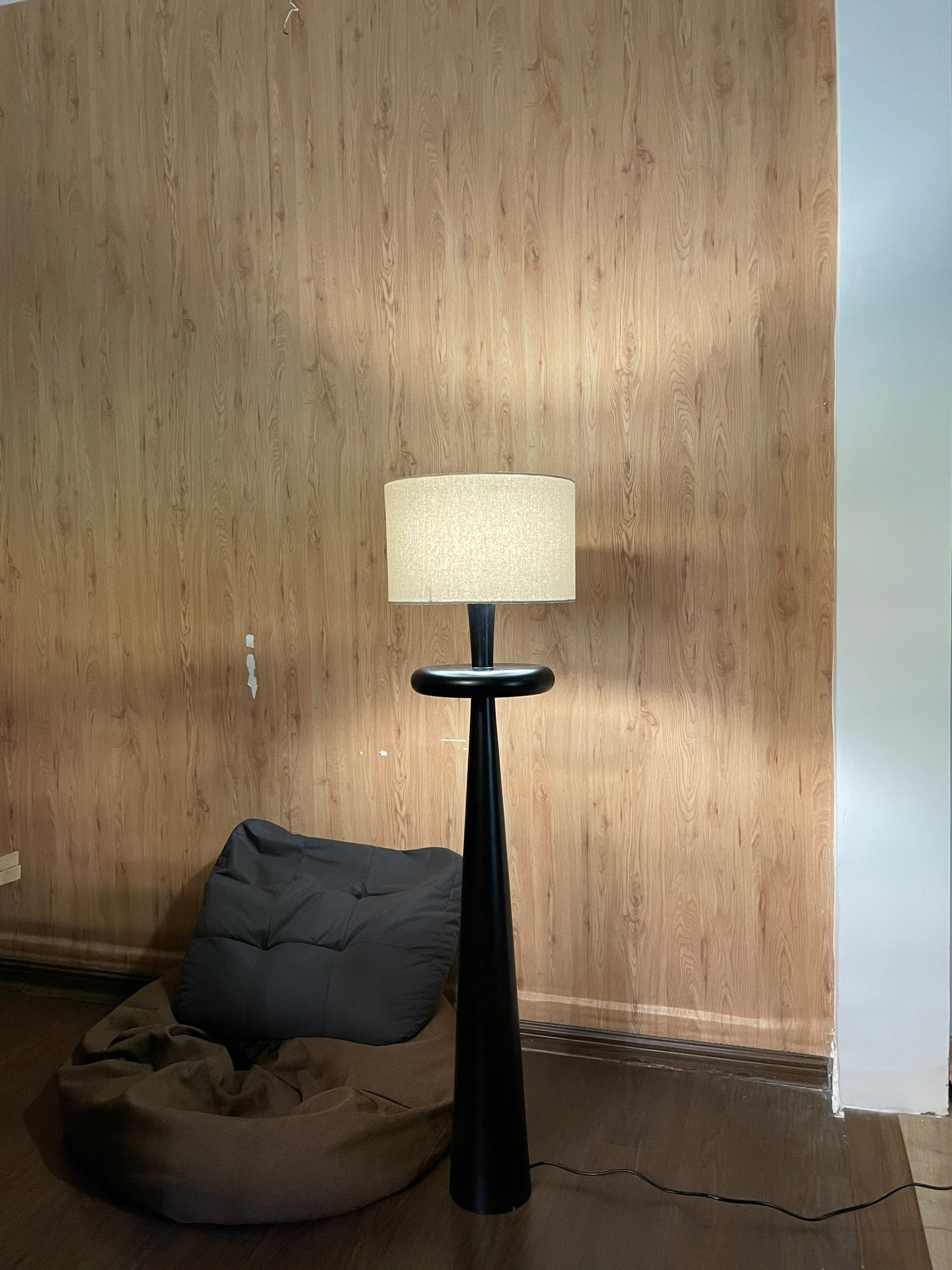 Compact Turned Wood Floor Lamp