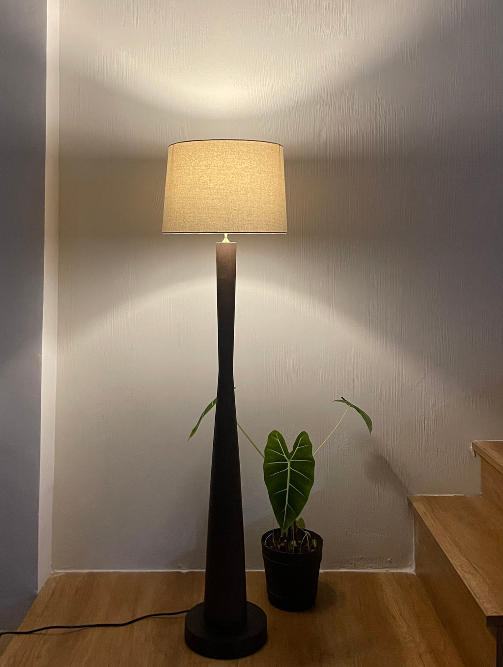 Compact Tall Wood Floor Lamp