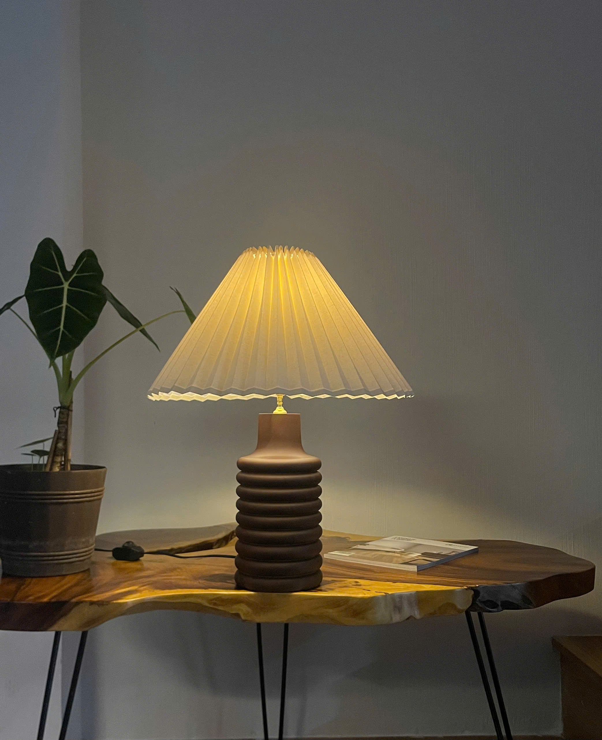 Tall Sculptural Wood Table Lamp