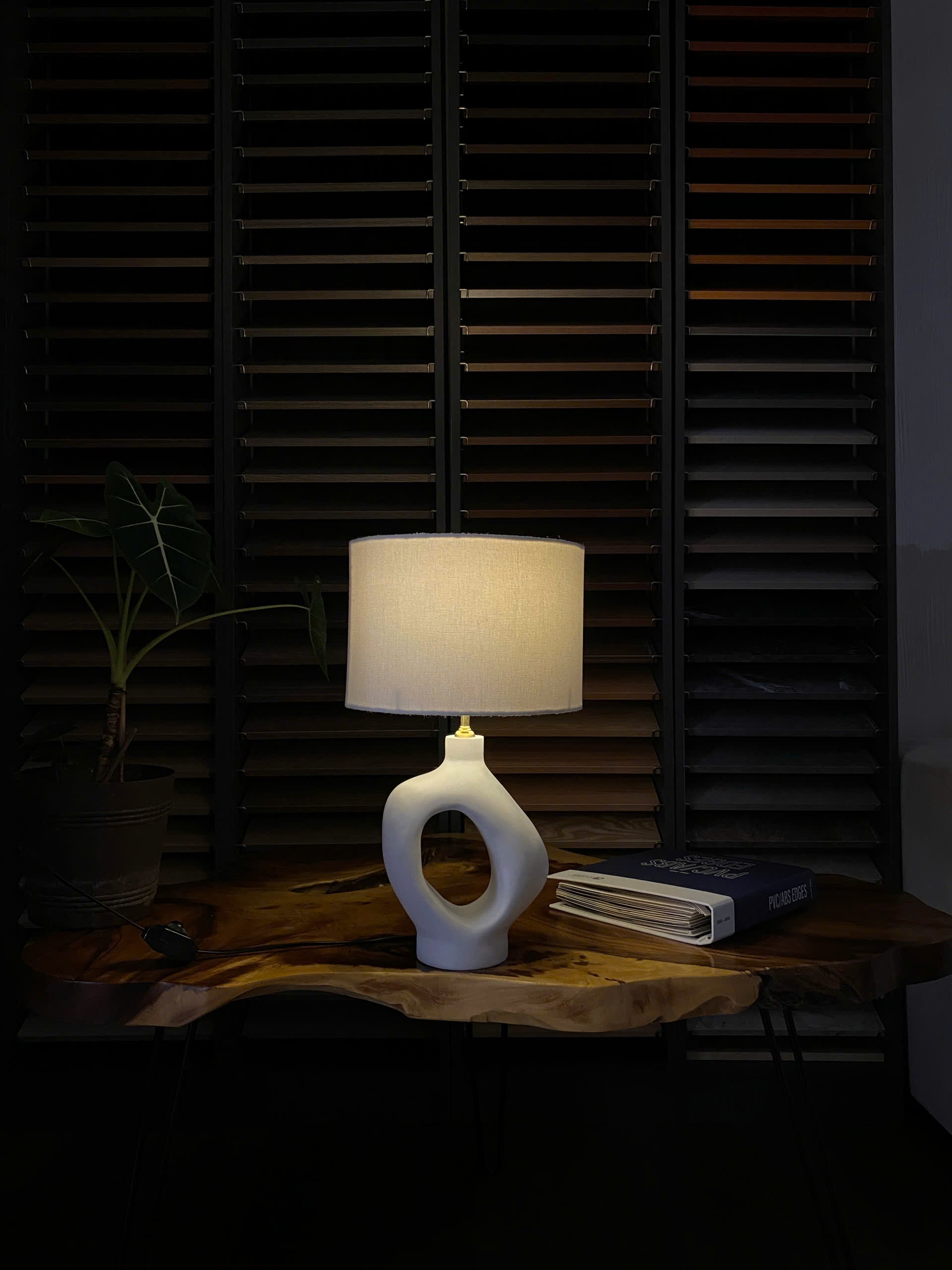 Tall Balanced Wood Table Lamp