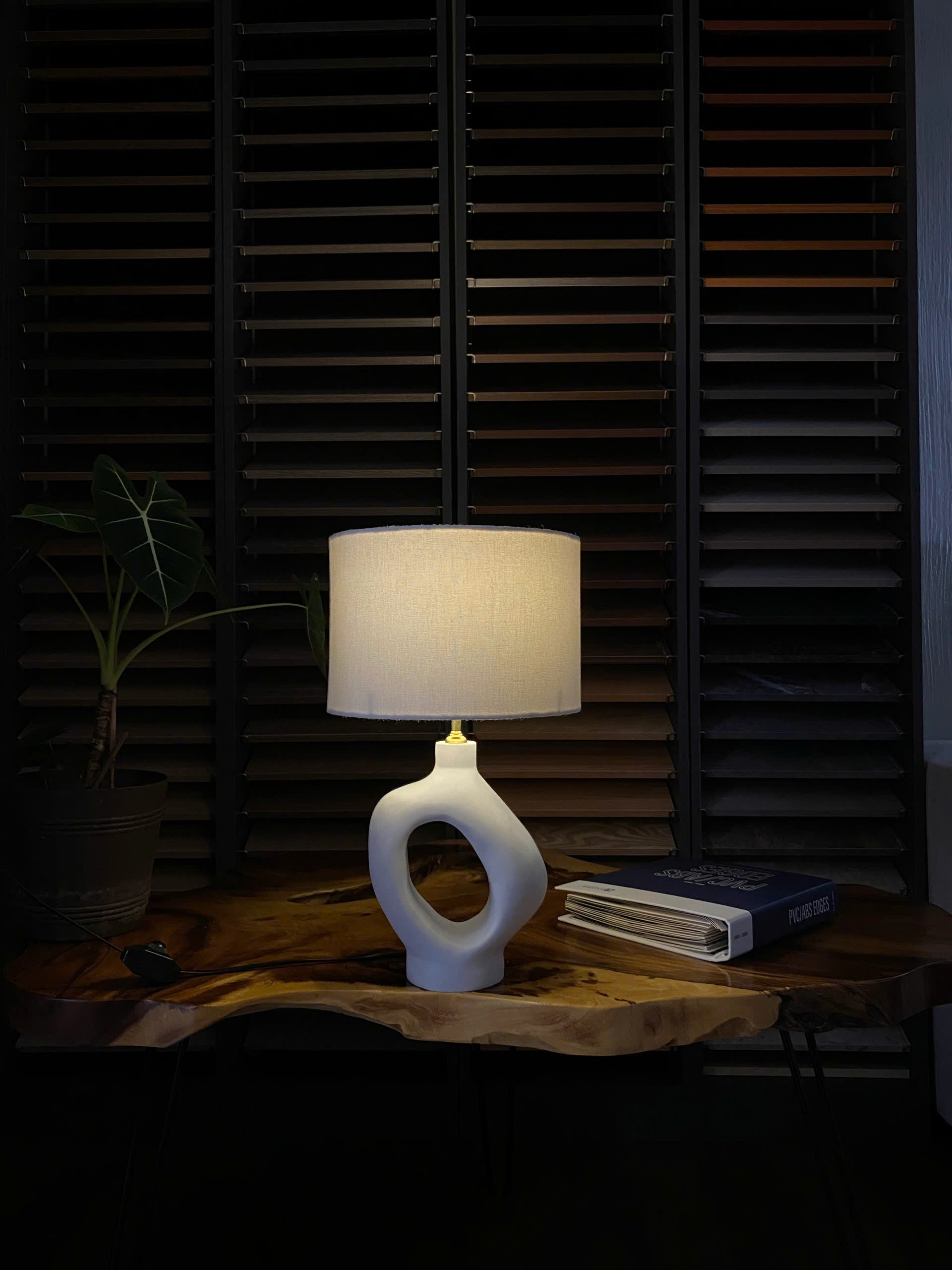 Tall Balanced Wood Table Lamp