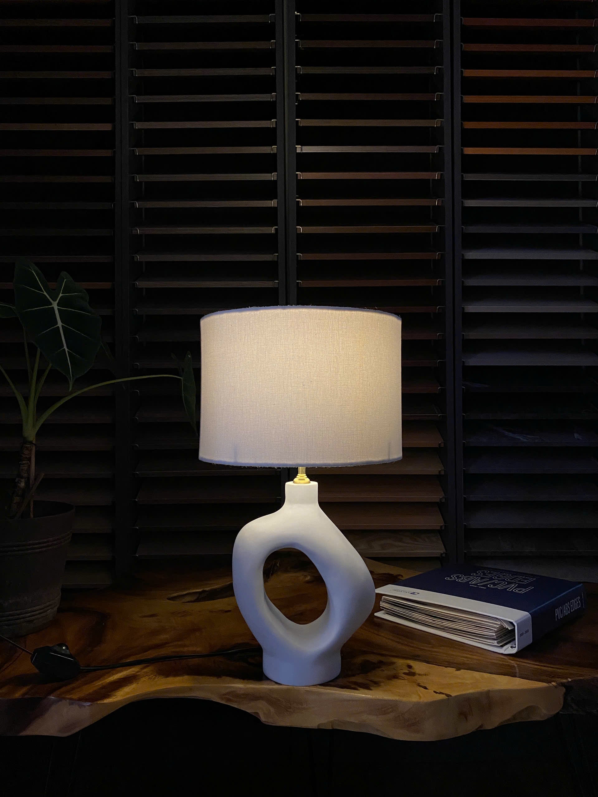 Tall Balanced Wood Table Lamp