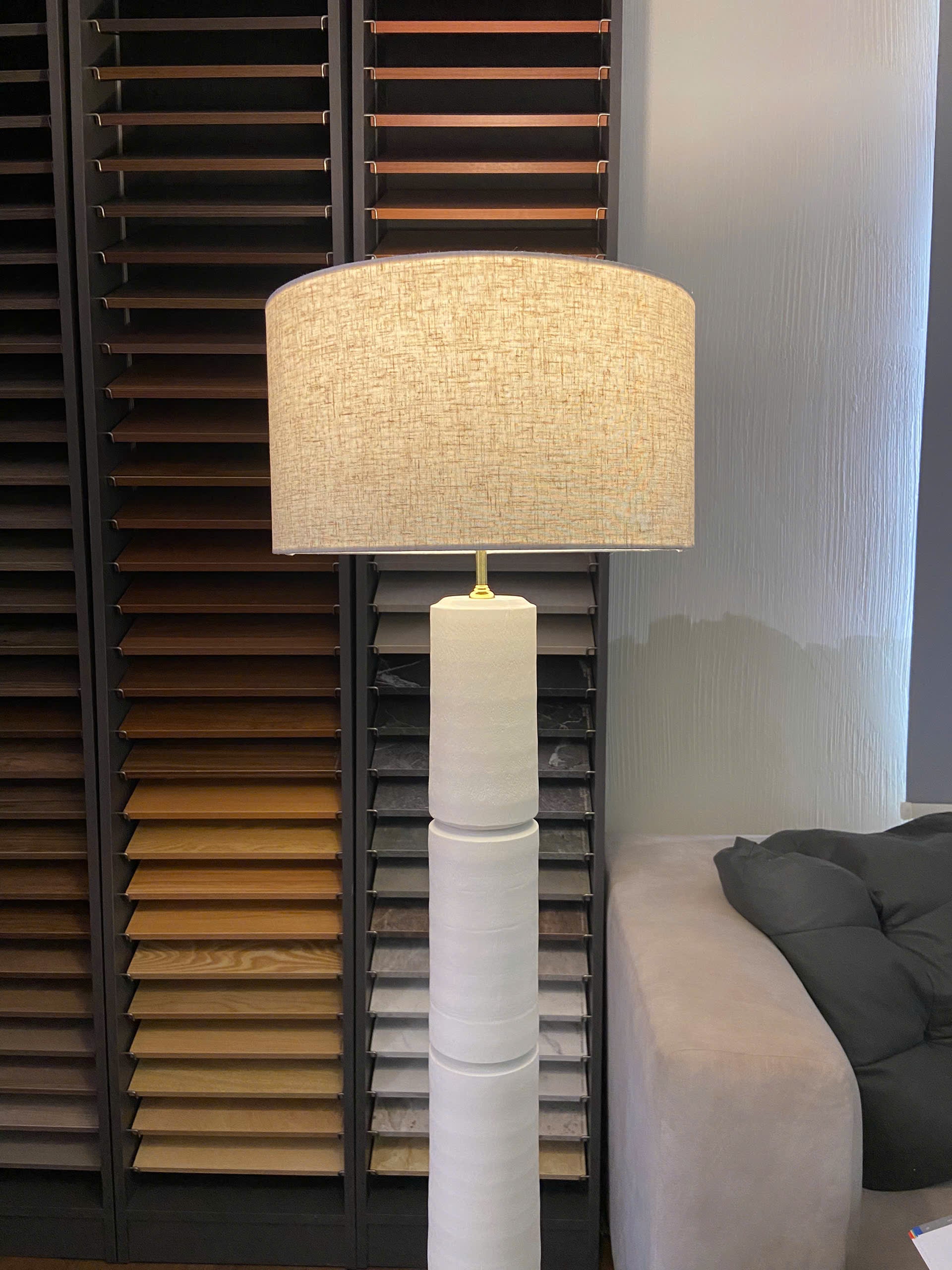 Tall Textured Wood Floor Lamp