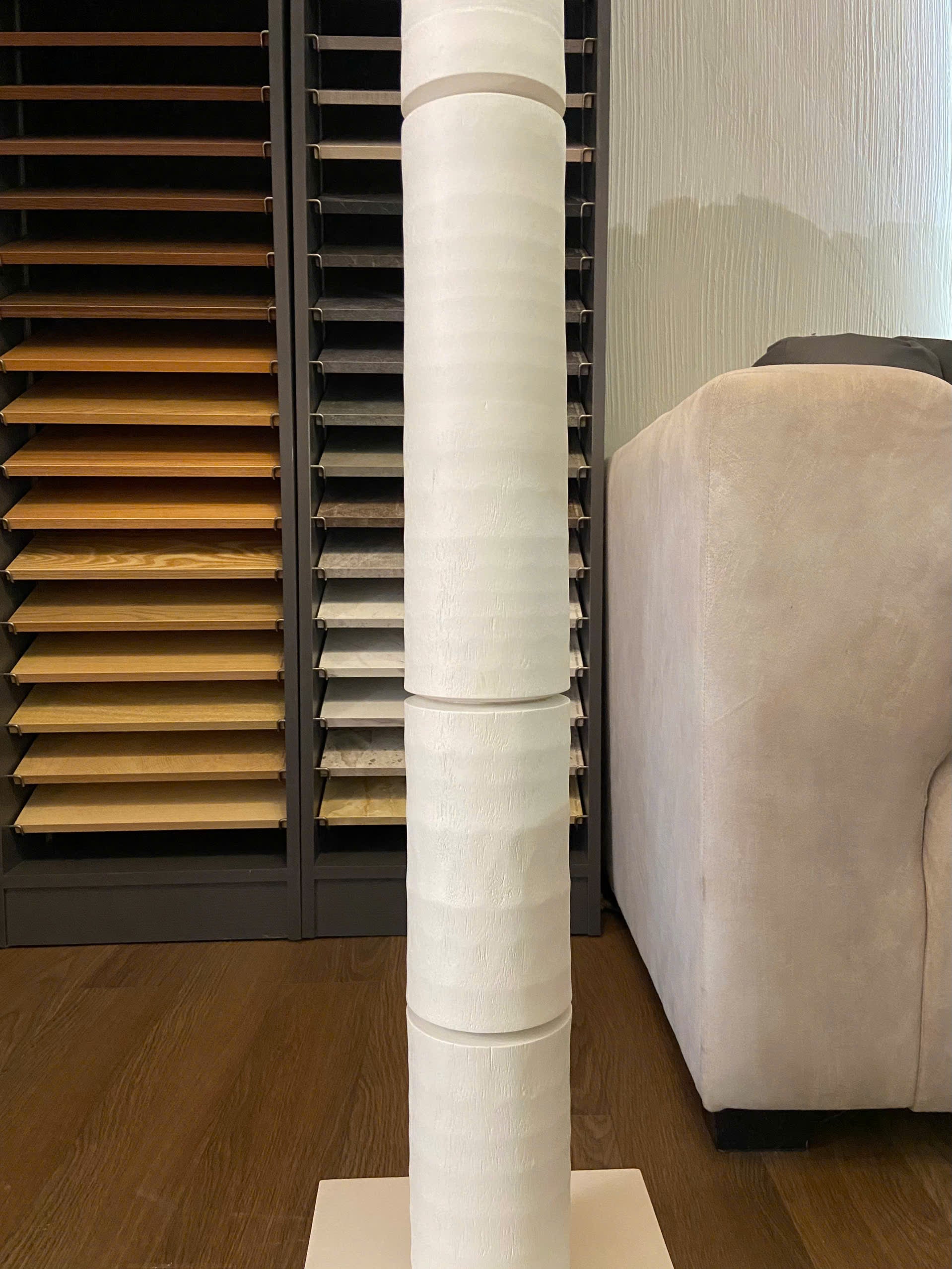 Tall Textured Wood Floor Lamp