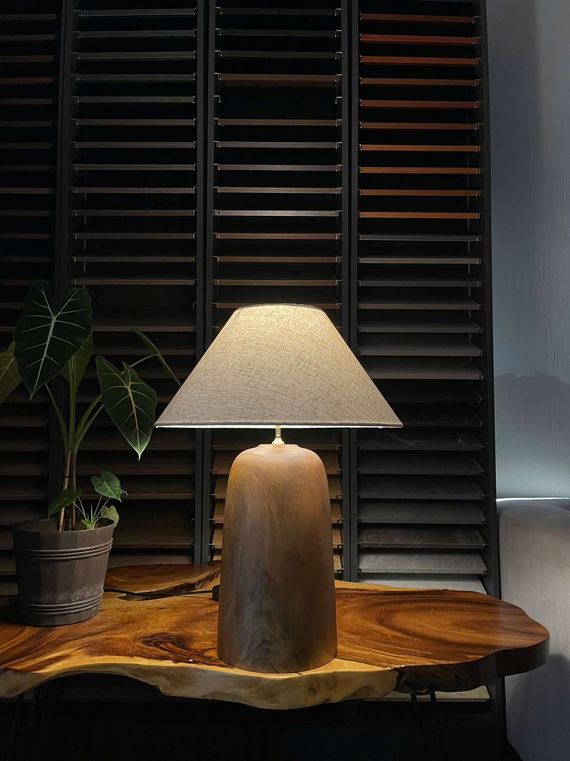 Compact Slim Wood Table Lamp