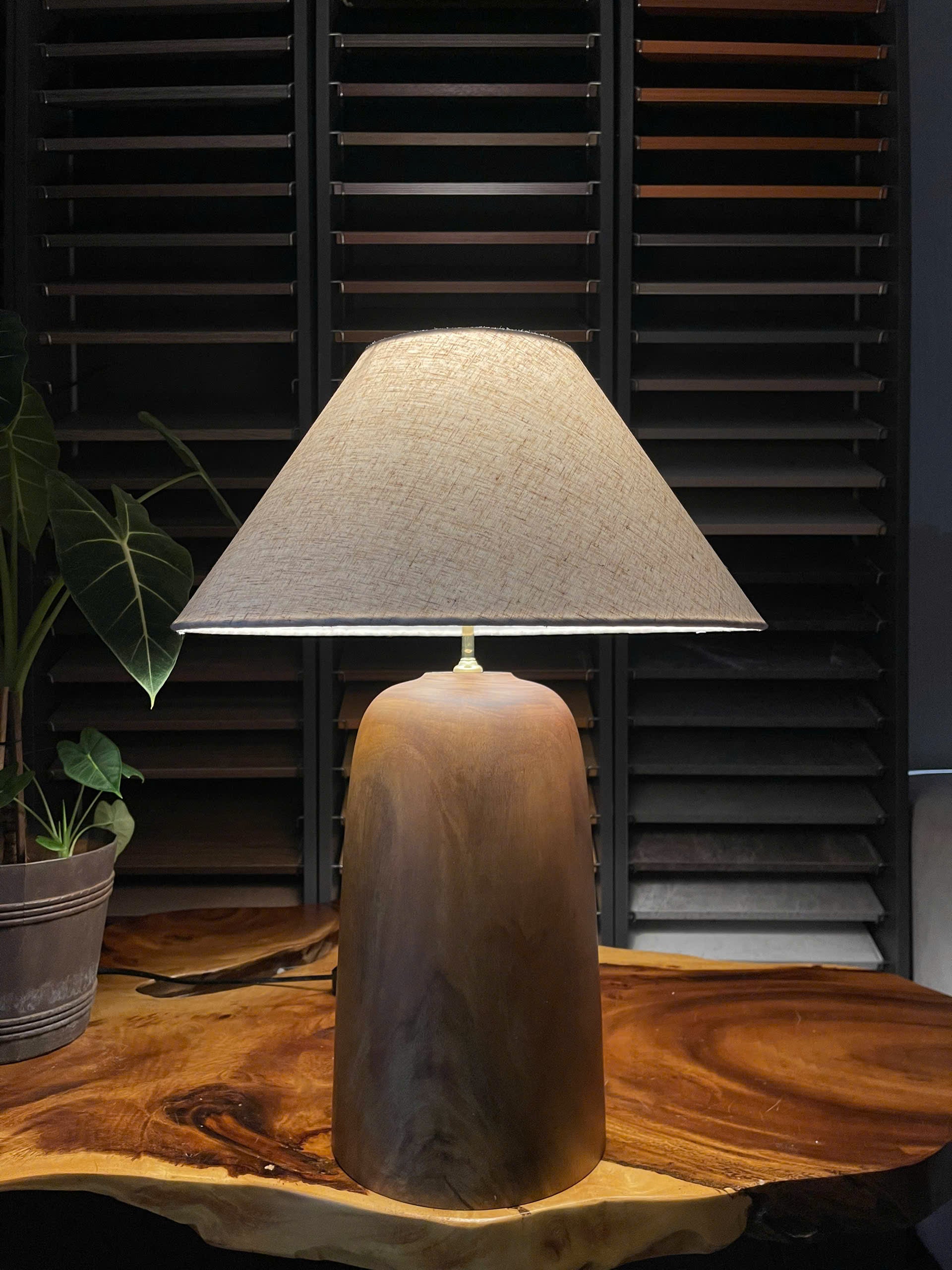 Compact Slim Wood Table Lamp