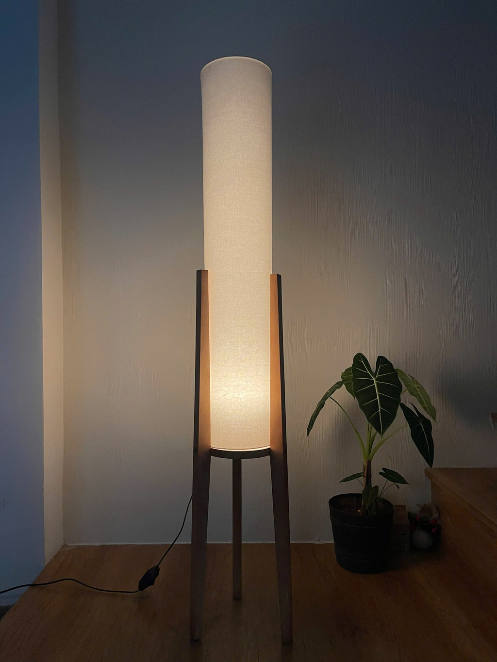 Compact Organic Wood Floor Lamp