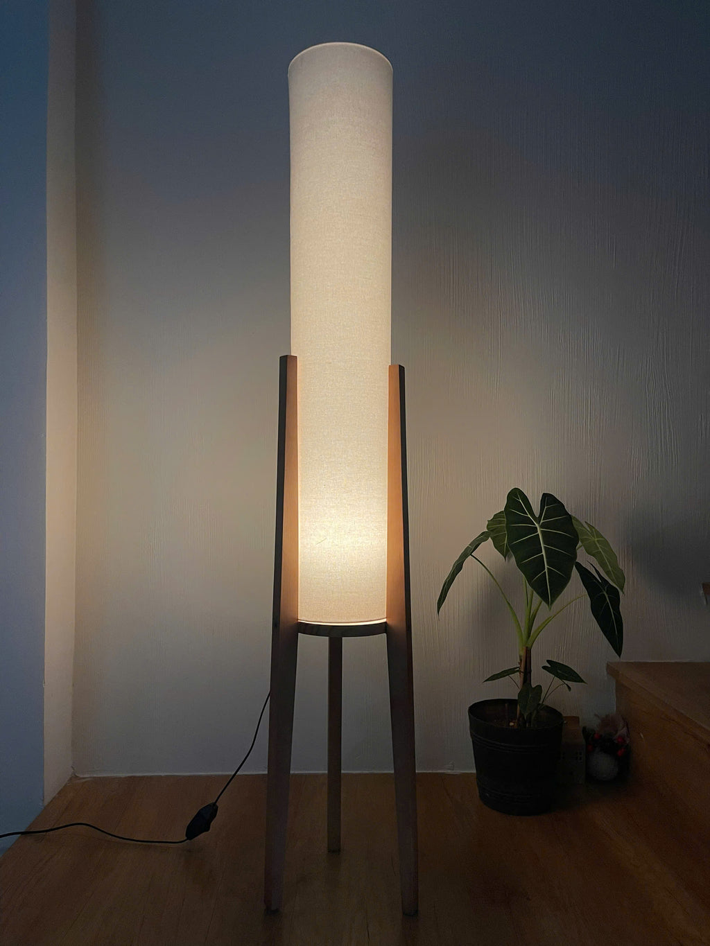 Compact Organic Wood Floor Lamp
