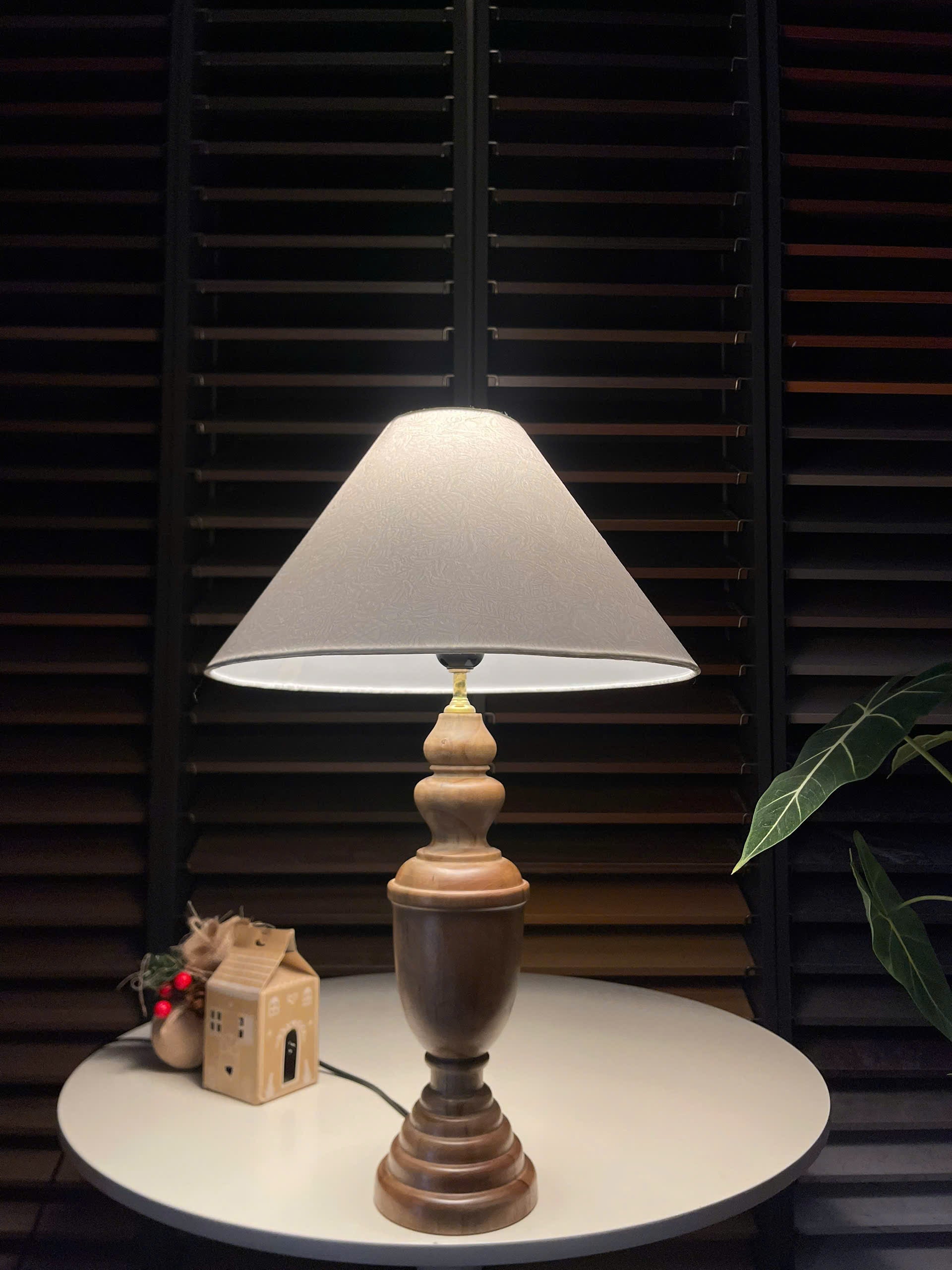 Compact Organic Wood Table Lamp