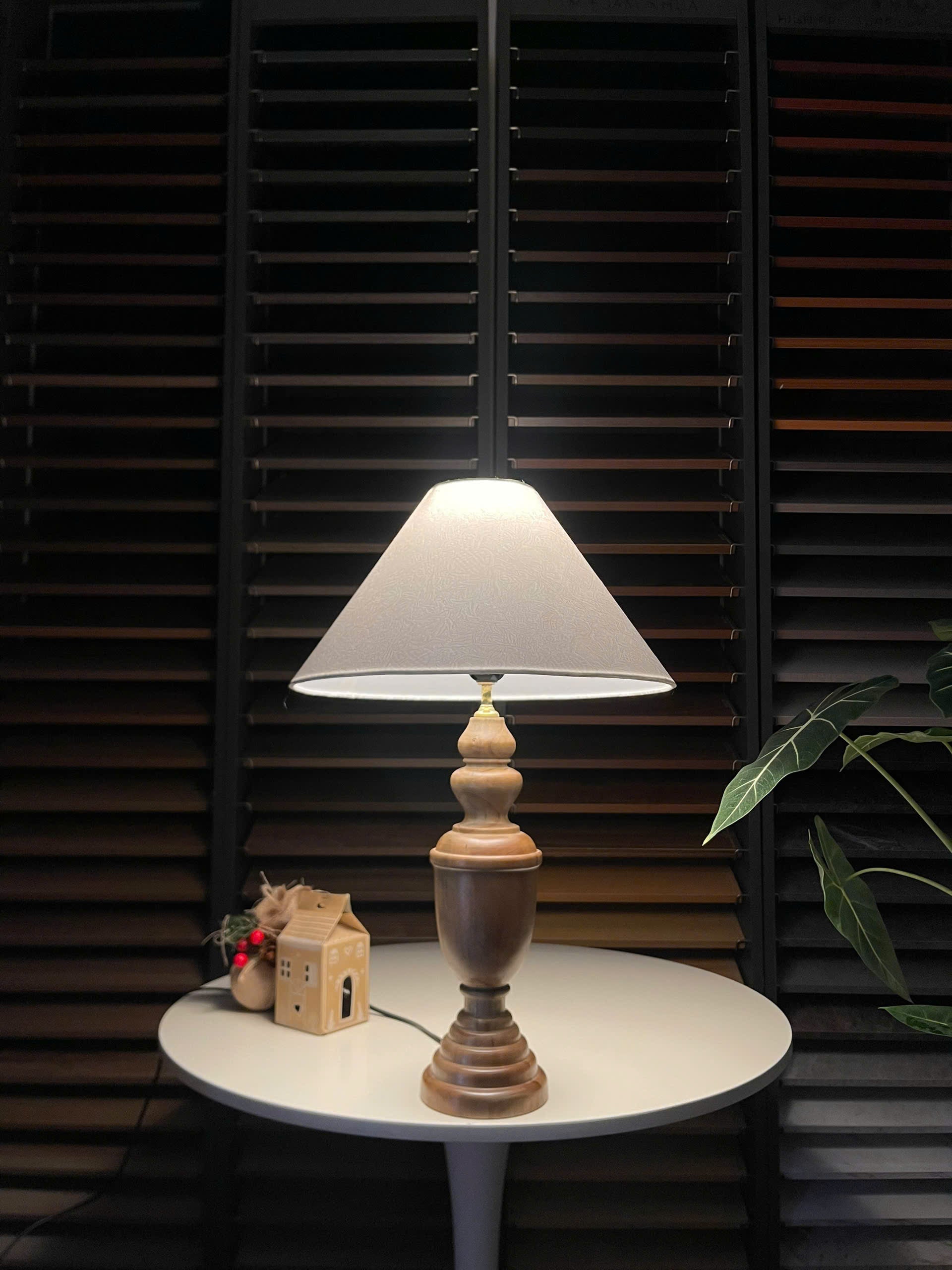 Compact Organic Wood Table Lamp