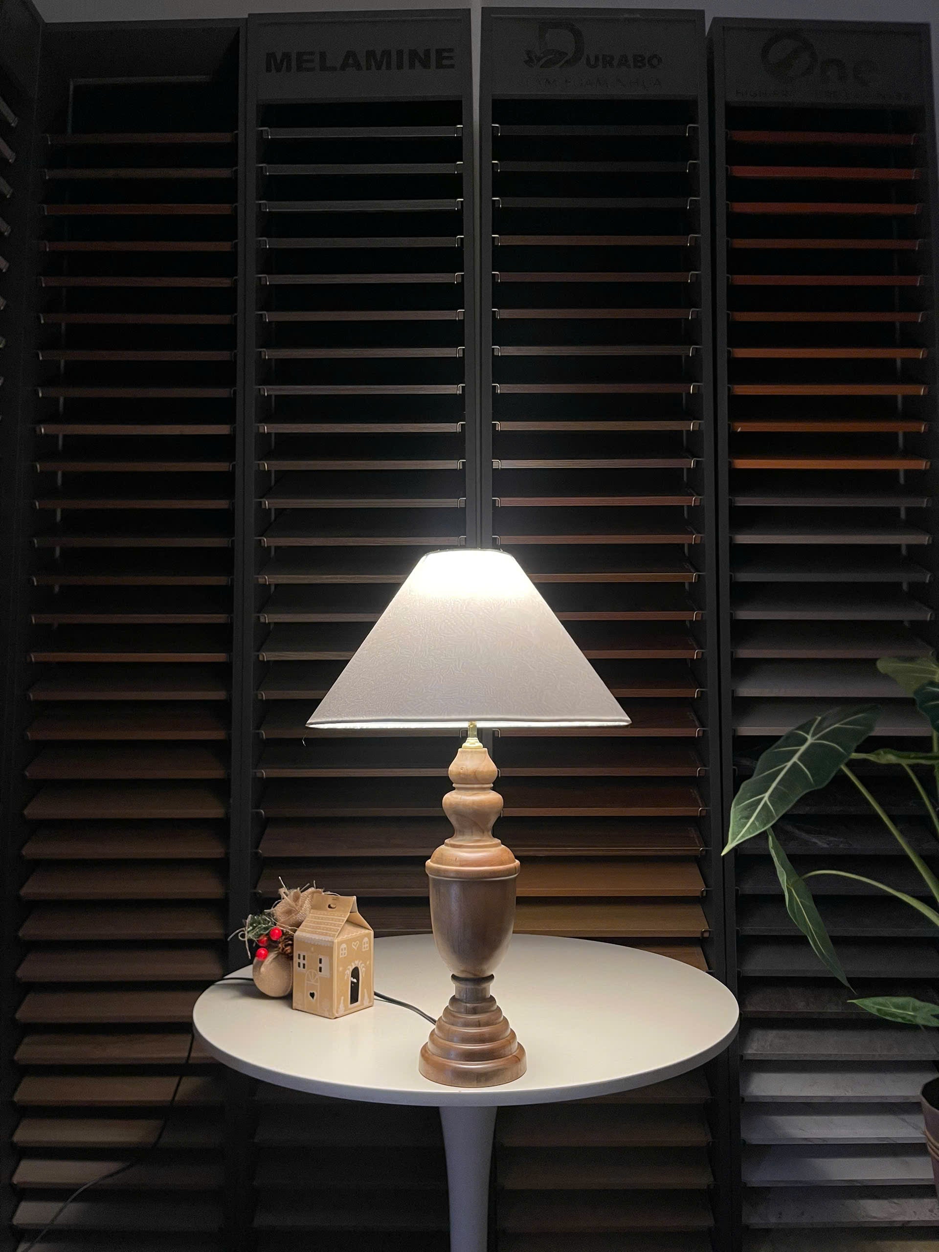 Compact Organic Wood Table Lamp