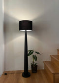 Compact Pedestal Wood Floor Lamp