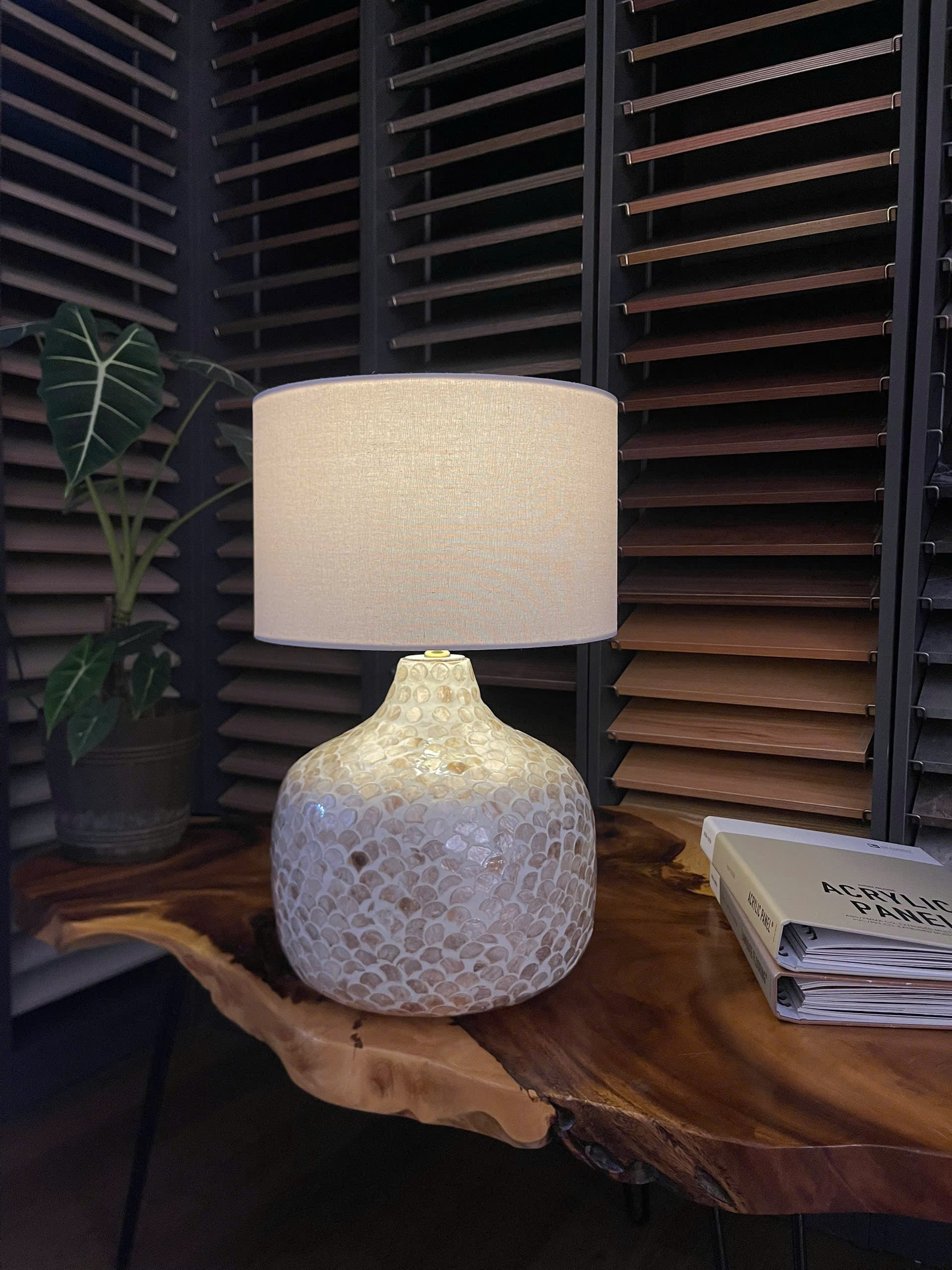 Medium Contemporary Mother-of-pearl Table Lamp